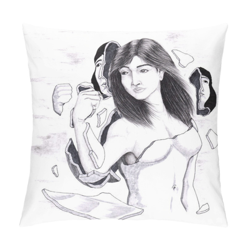 Personality  Woman Released From Her Shell Pillow Covers