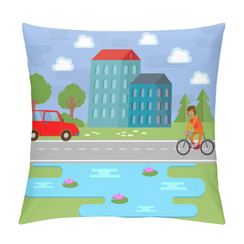 Personality  Landscape. Boy On The Bike.  Pillow Covers