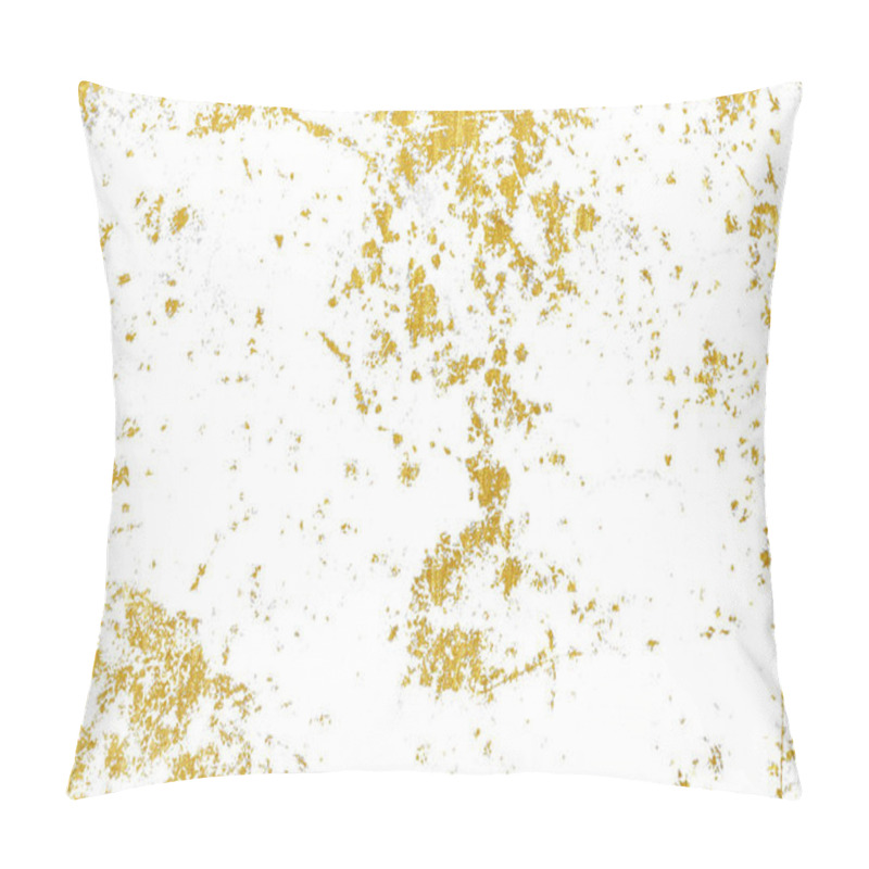 Personality  Gold Splashes Texture. Brush Stroke Design Element. Grunge Golden Background Pattern Of Cracks, Scuffs, Chips, Stains, Ink Spots, Lines Pillow Covers