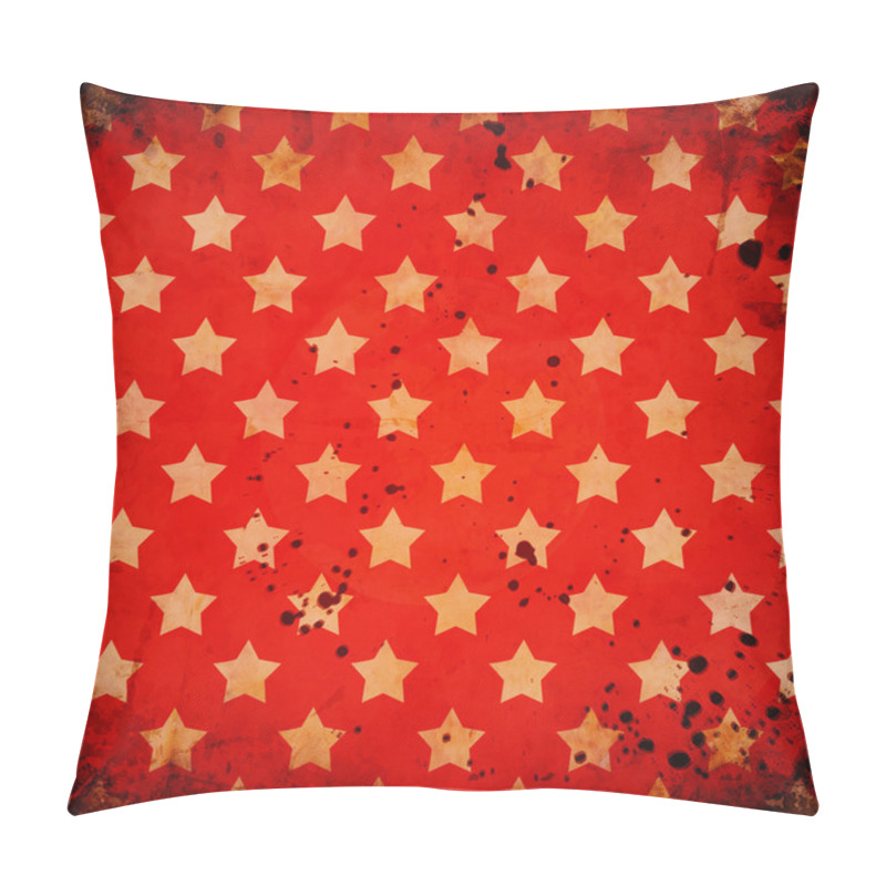 Personality  Red Grunge Background With Stars Pillow Covers