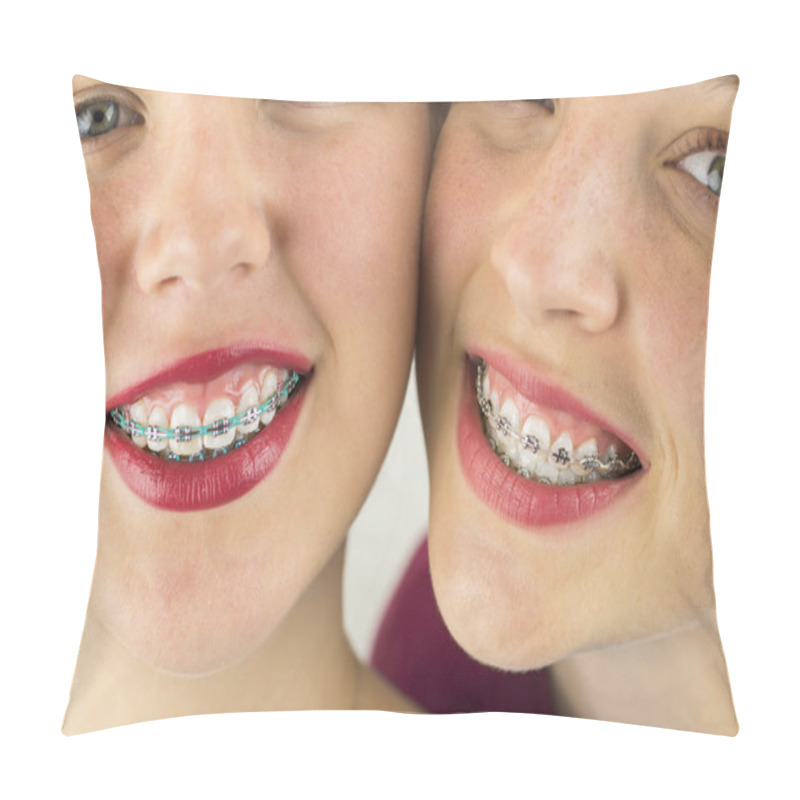 Personality  Close Up Of Two Young Girls Faces Pillow Covers