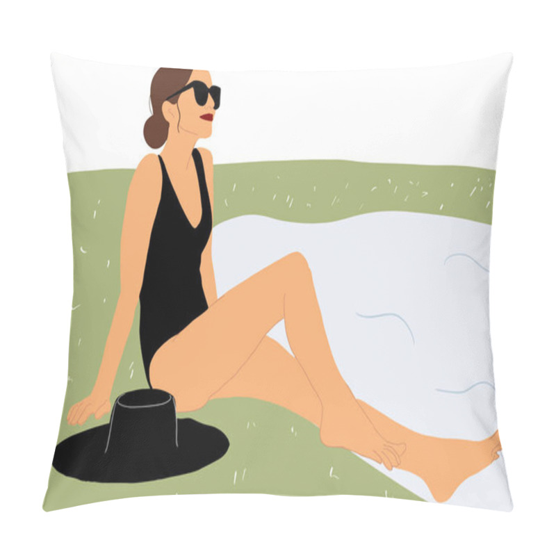 Personality  Woman Sunbathing During A Summer Vacation Pillow Covers