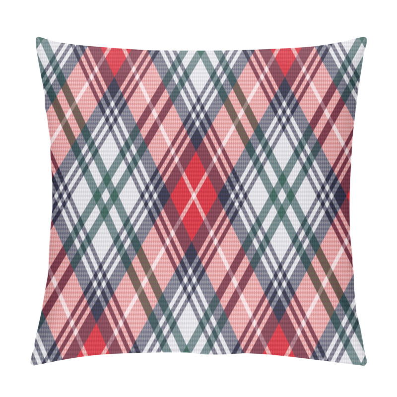 Personality  Rhombic Tartan Seamless Texture In Red And Light Grey Hues Pillow Covers