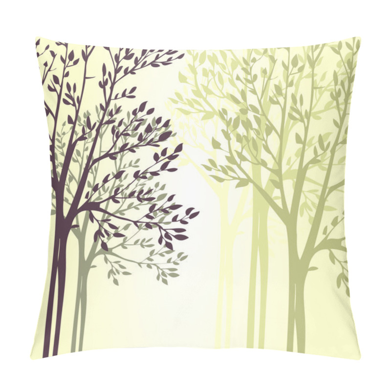 Personality  Vector Background With Spring Trees Pillow Covers