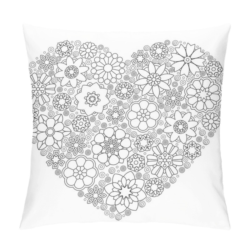 Personality  Zentangle Floral Patterned Heart Pillow Covers