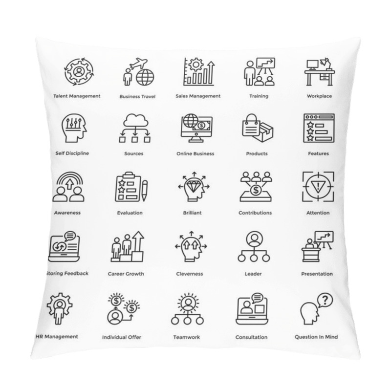 Personality  Project Management Vector Icons Set 17 Pillow Covers