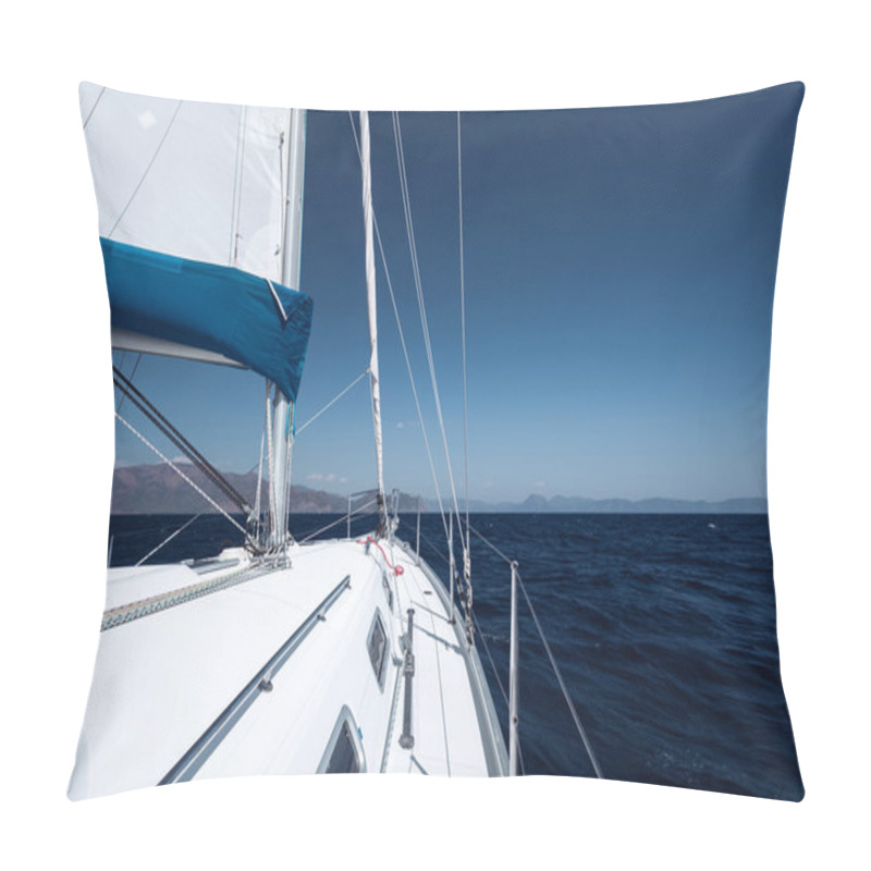 Personality  Sailing Boat Moving In The Sea Pillow Covers