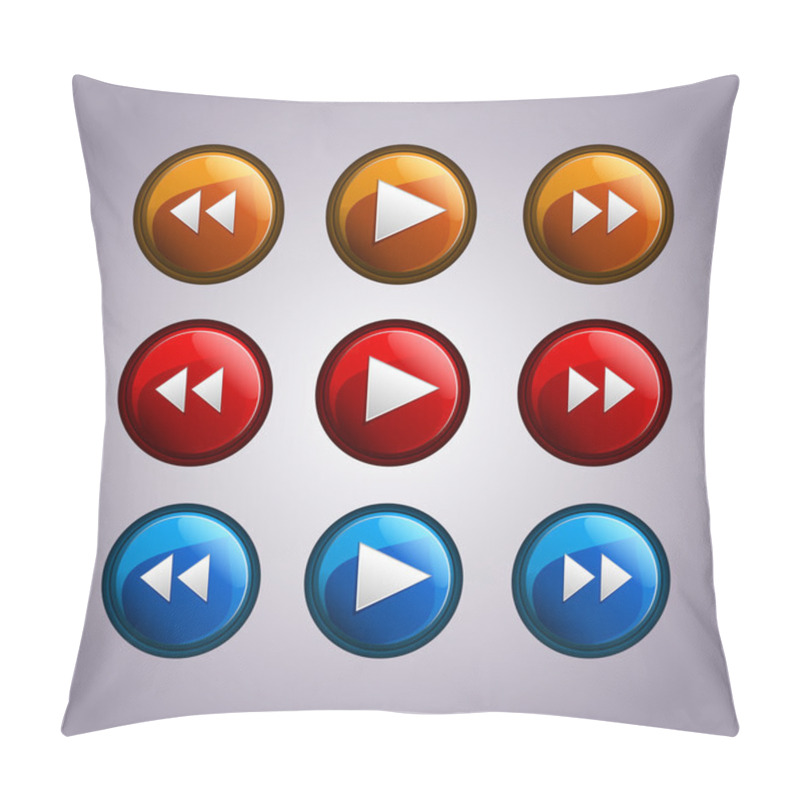 Personality  Vector Set Of Media Symbol Buttons. Pillow Covers