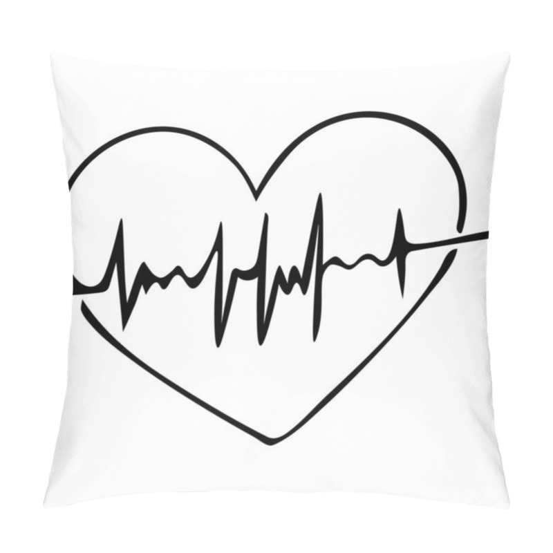 Personality  Heart With Pulse. Sketch. Cardiology. Vector Illustration. Outline On An Isolated Background. Doodle Style. Examination Of The Patient. Assessment Of Arterial Pulsation. A Vital Biological Process. Health Topic. Pillow Covers