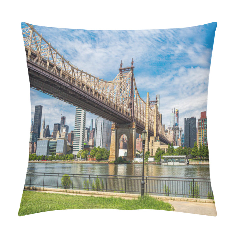 Personality  A View Of Queensboro Bridge And The Manhattan Skyline, From Queensbridge Park, Long Island Pillow Covers