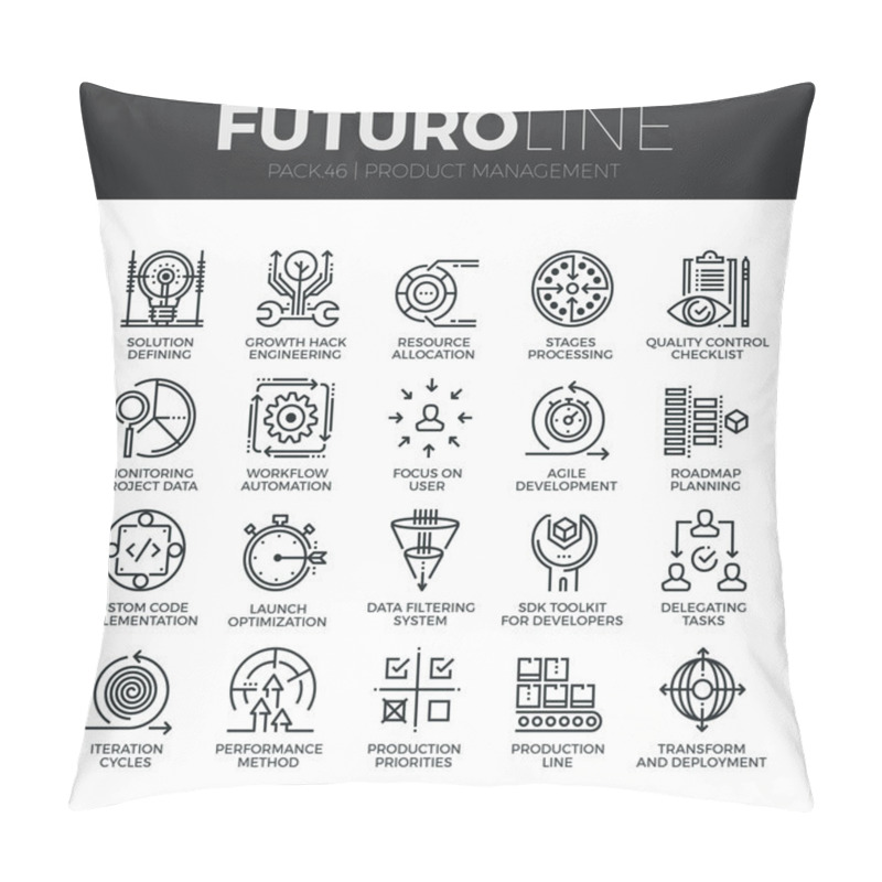 Personality  Product Management Icons Set Pillow Covers