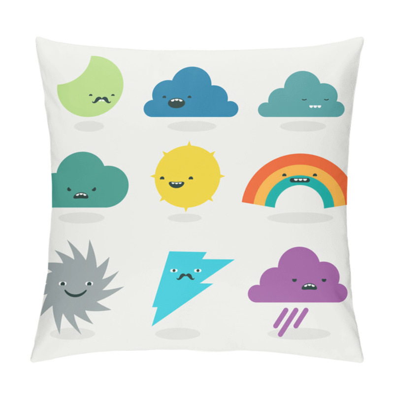 Personality  Cute Weather Emojis Characters Collection Pillow Covers