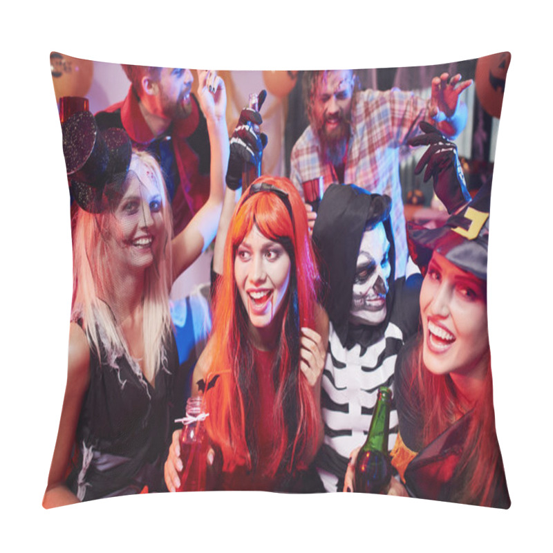 Personality  Friends Sitting At The Halloween Party  Pillow Covers