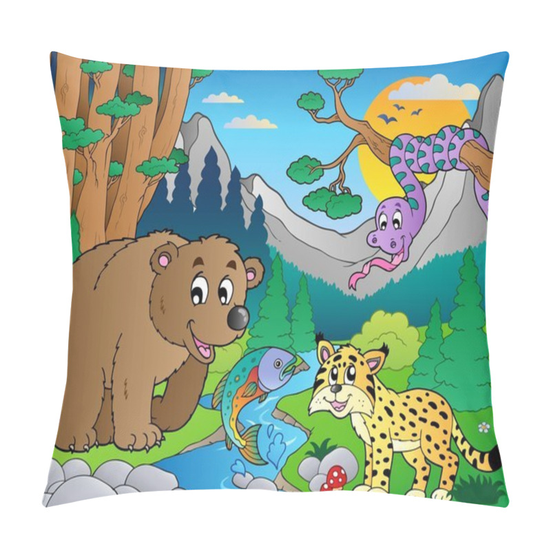 Personality  Forest Scene With Various Animals 9 Pillow Covers