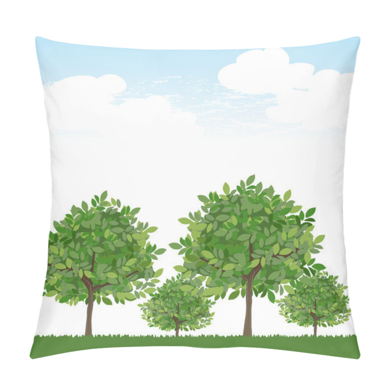 Personality  Trees On Lush Green And Blue Sky Pillow Covers