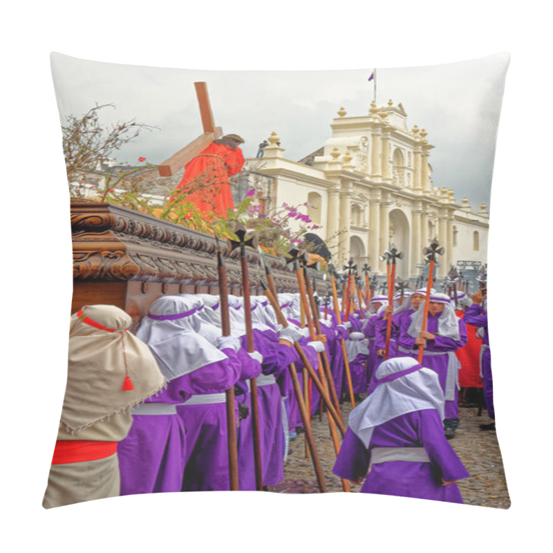 Personality  The Good Friday Procession During Holy Week (Semana Santa) In UNESCO World Heritage Site Antigua, Guatemala - 22nd Of April 2011 Pillow Covers