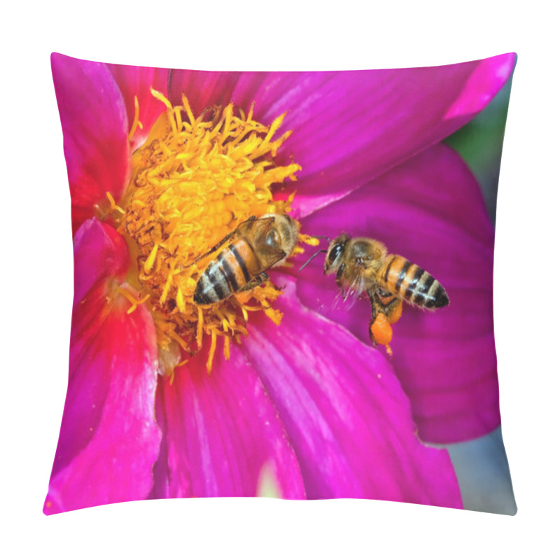 Personality  Two Bees On A Yellow And Purple Flower Pillow Covers