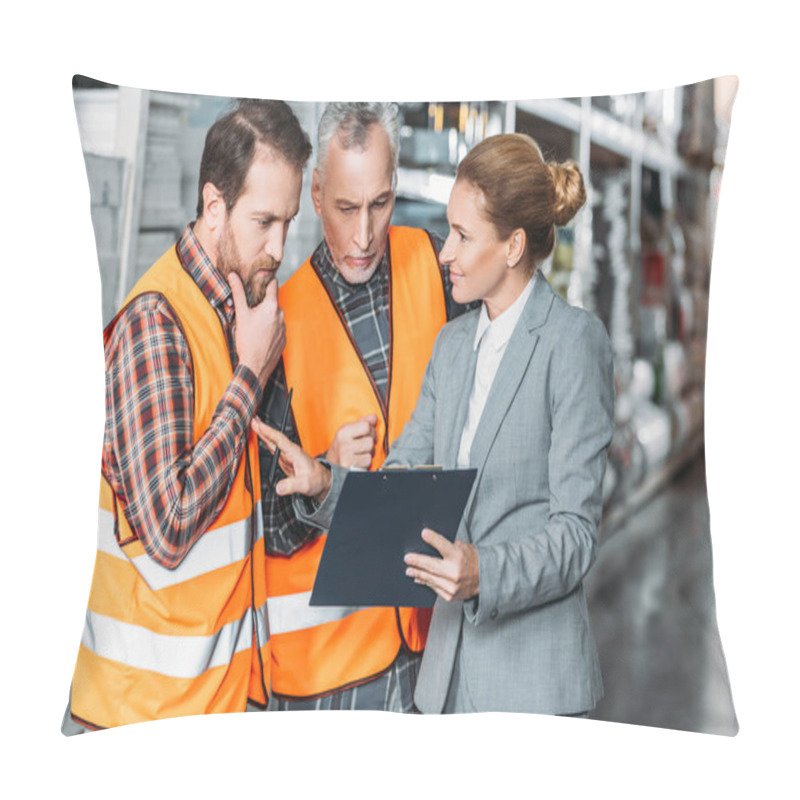 Personality  Workers And Inspector Talking In Shipping Stock Pillow Covers