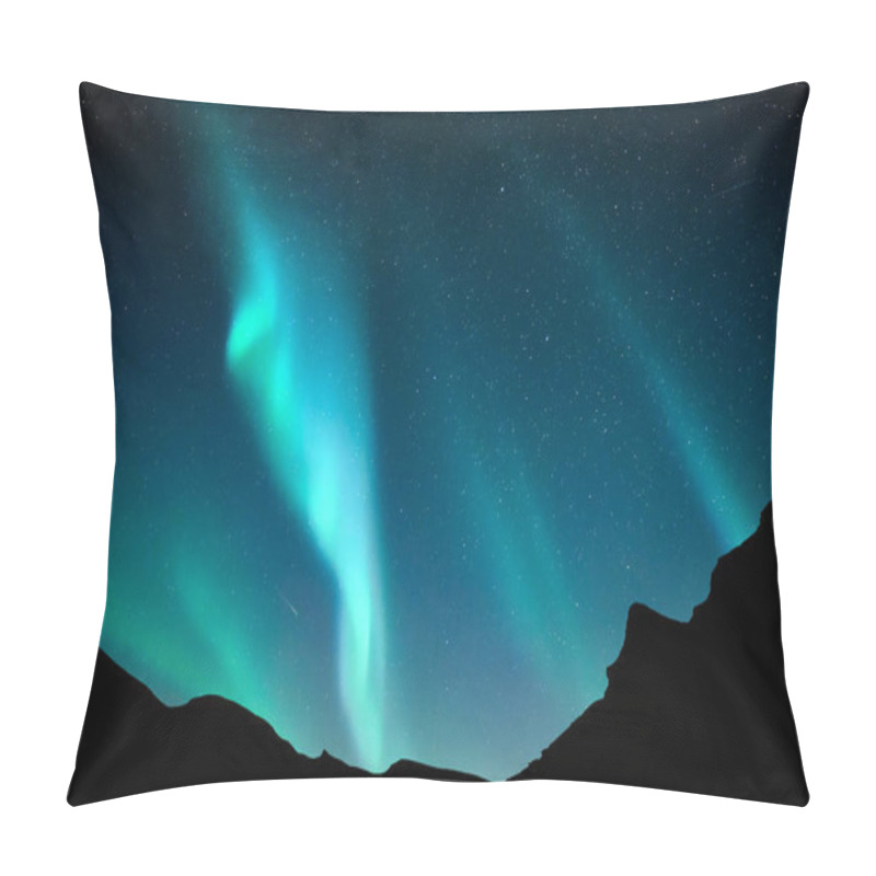 Personality  Aurora Borealis. Northern Lights In Winter Mountains. Sky With Polar Lights And Stars Pillow Covers