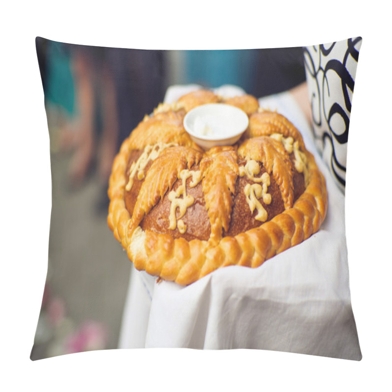 Personality  A Traditional Ritual Of Offering Bread And Salt To A Welcome Guest. Pillow Covers