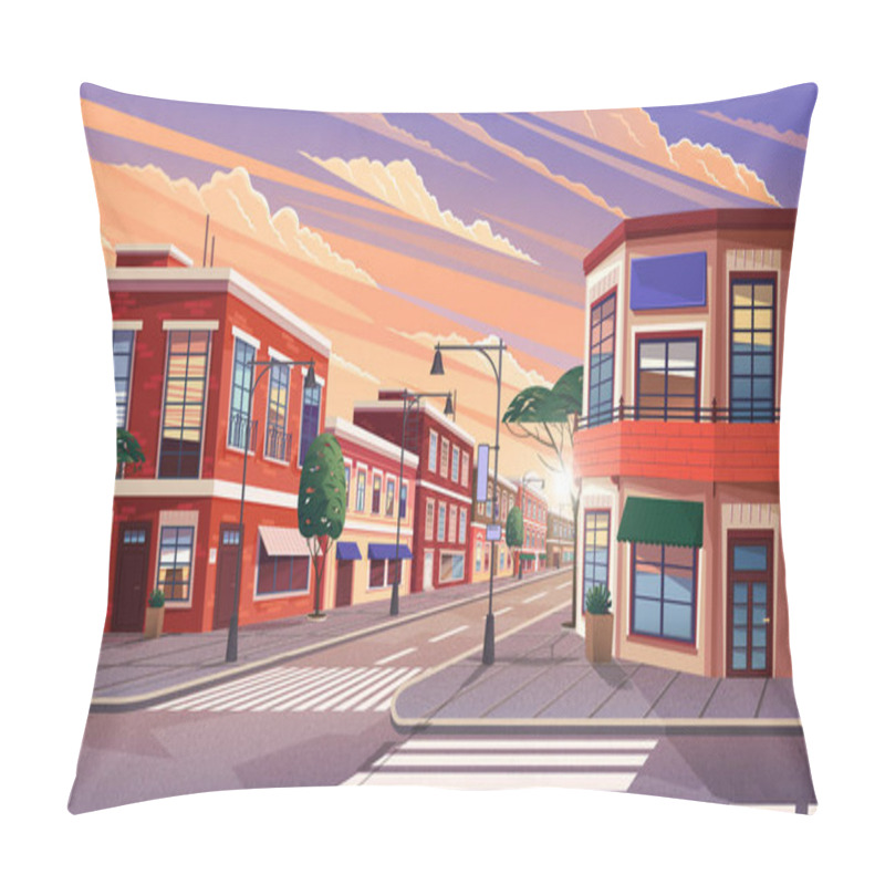 Personality  Street Of Town At Morning Pillow Covers