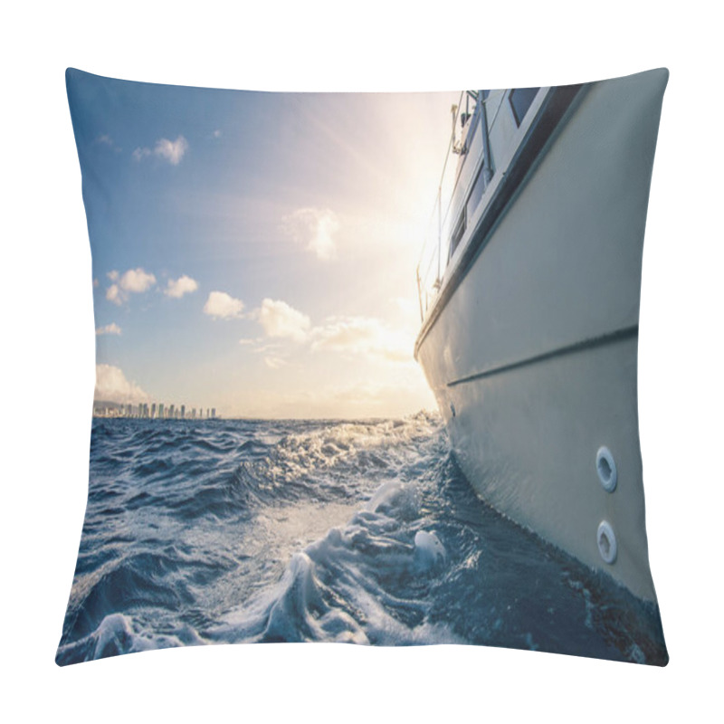 Personality  Sunset Racing On A Boat In The Ocean Water Pillow Covers