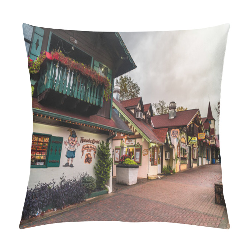 Personality  HELEN, GEORGIA - NOV 02, 2018 : Scenic View Of Historical Iconic Helen Village. Small Touristic Copy Of Bavarian Alpine Village In Georgia, United States Of America. Pillow Covers