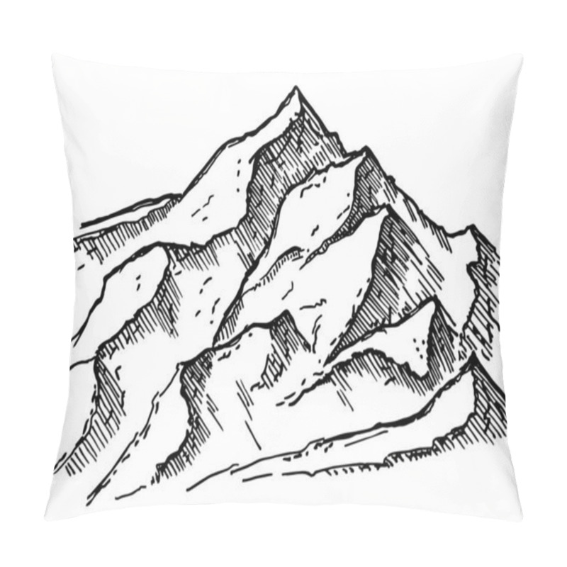 Personality  Outdoor Mountain Hand Drawn Logo Designs Template, Vector Illustration. Mountain Peak Icon Logo Design Minimalist. Pillow Covers