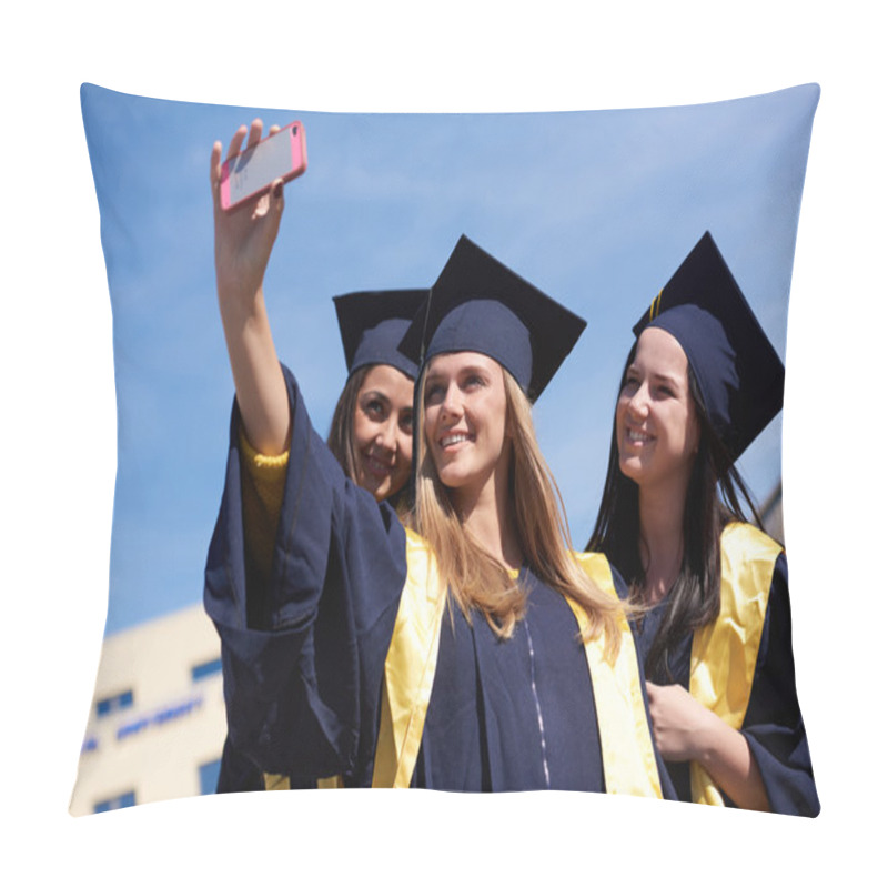 Personality  Students In Graduates Making Selfie Pillow Covers