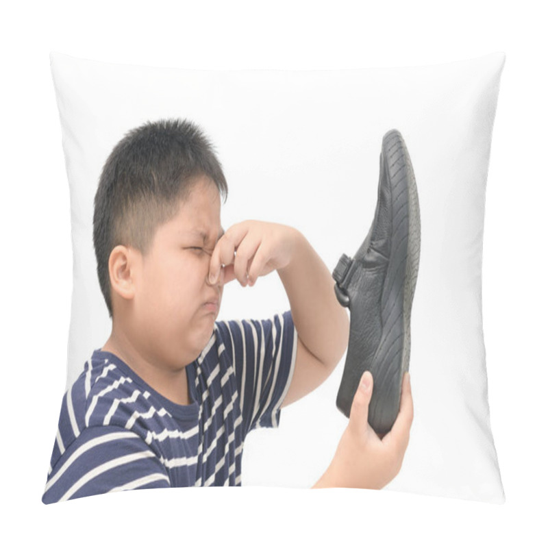 Personality  Disgusted Boy Holding A Pair Of Smelly Leather Shoes  Pillow Covers