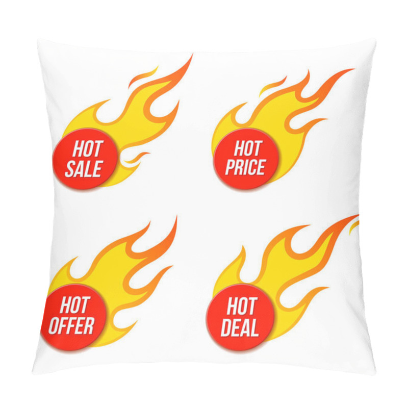 Personality  Hot Sale Price Offer Deal Vector Labels Templates Stickers Designs With Flame Pillow Covers