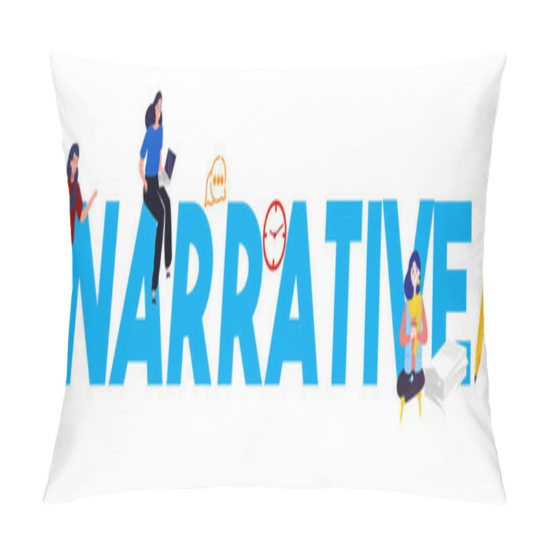 Personality  Narrative Large Text Concept Of Writer Working On Story Telling Pillow Covers