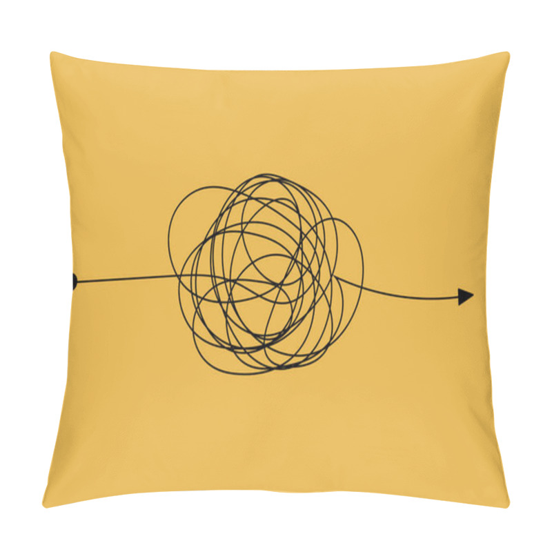 Personality  Symbiotic Complexity. A Visual Journey Through Chaos And Order. Complex Way Concept. Hard Route, Complicated Journey. Chaos Path Line. Keep Point In The Map. Vector Isolated Illustration Pillow Covers