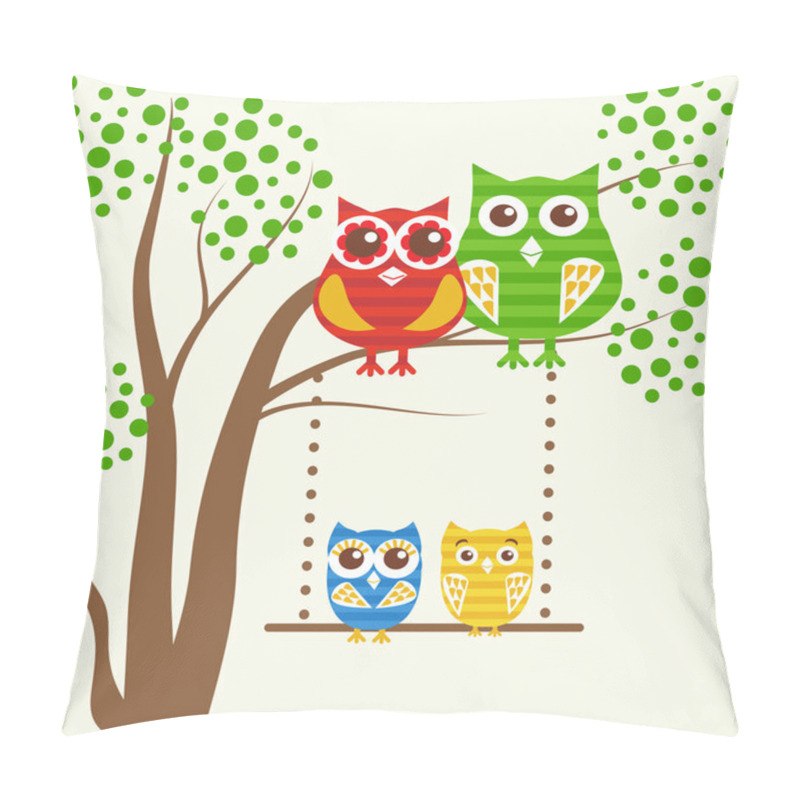 Personality  Vector Backgrounds With Couples Of Owls On The Tree Branch.  Pillow Covers