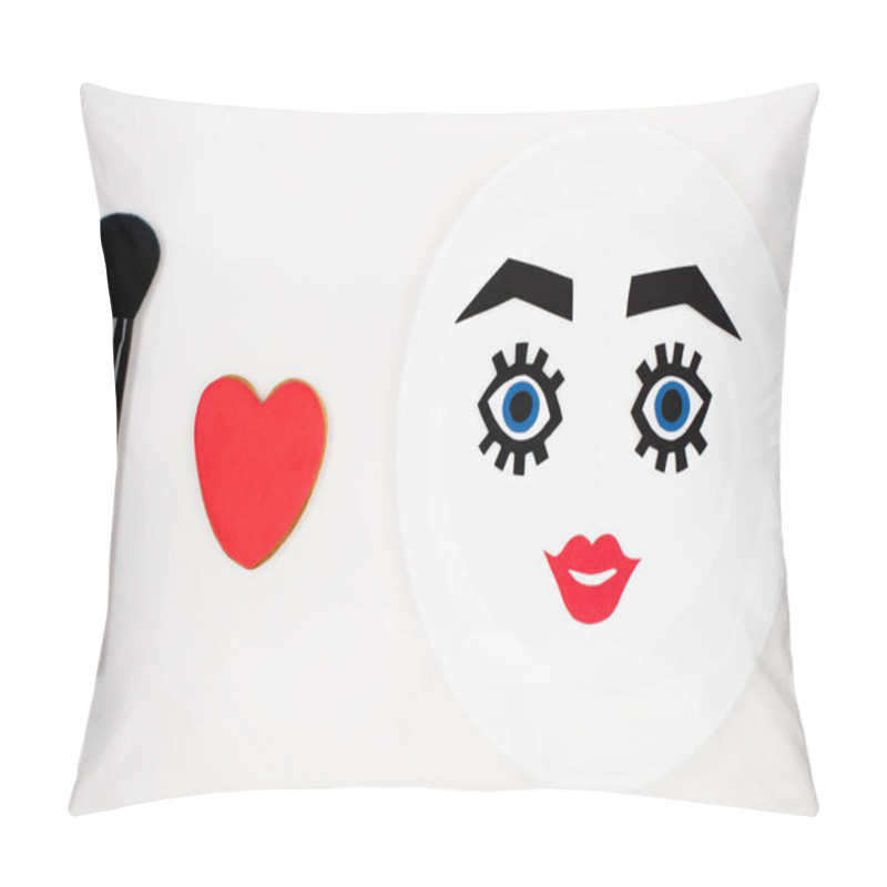 Personality  Paper Face With Makeup On Plate  Pillow Covers