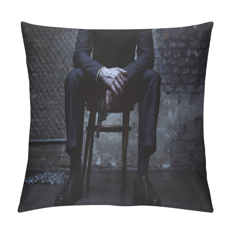 Personality  Businessman Keeping Pistol In Hand  Pillow Covers