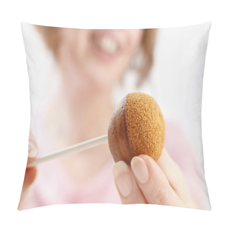 Personality  Woman Making Cake Pops. Pillow Covers