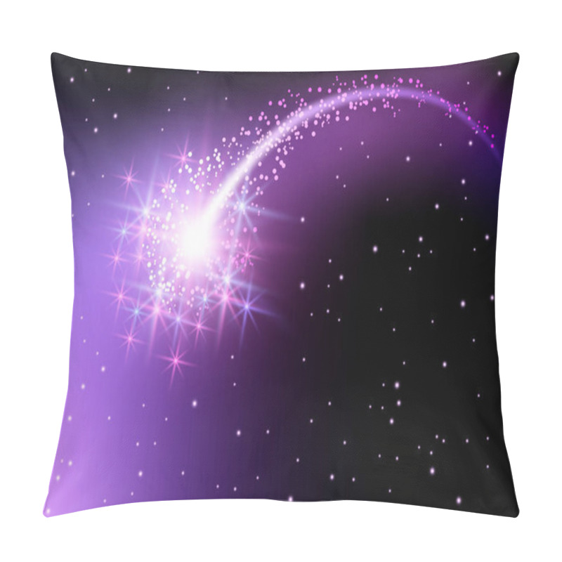 Personality  Flying Comet With Curved Glowing Tail In The Starry Night Sky Pillow Covers