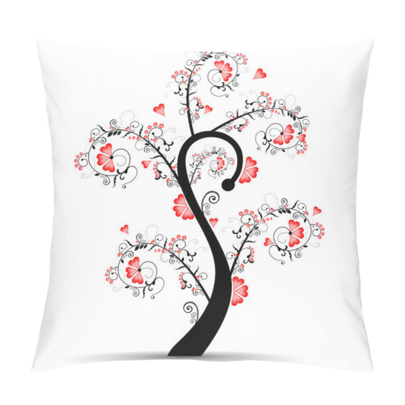 Personality  Vector Illustration Of A Love Tree On Isolated White Background. Pillow Covers