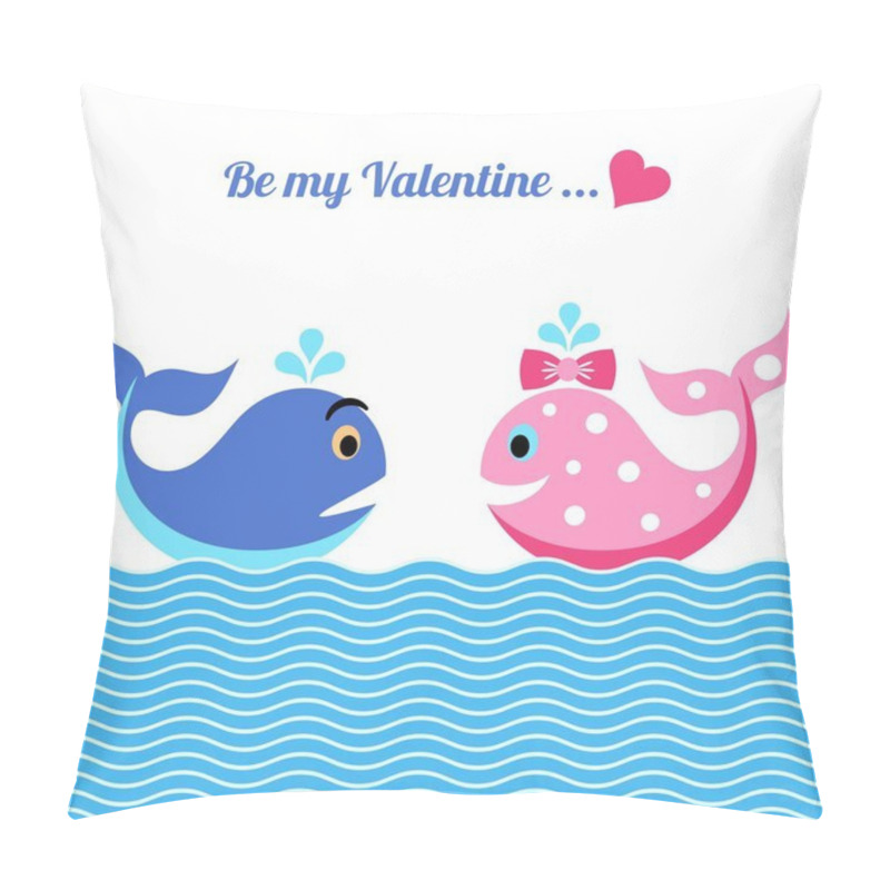 Personality  Valentine Card With Whales Pillow Covers