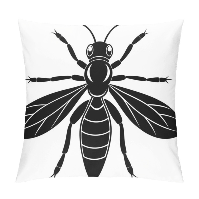 Personality  Mud Dauber Insect Flat Vector Illustration On White Background Pillow Covers