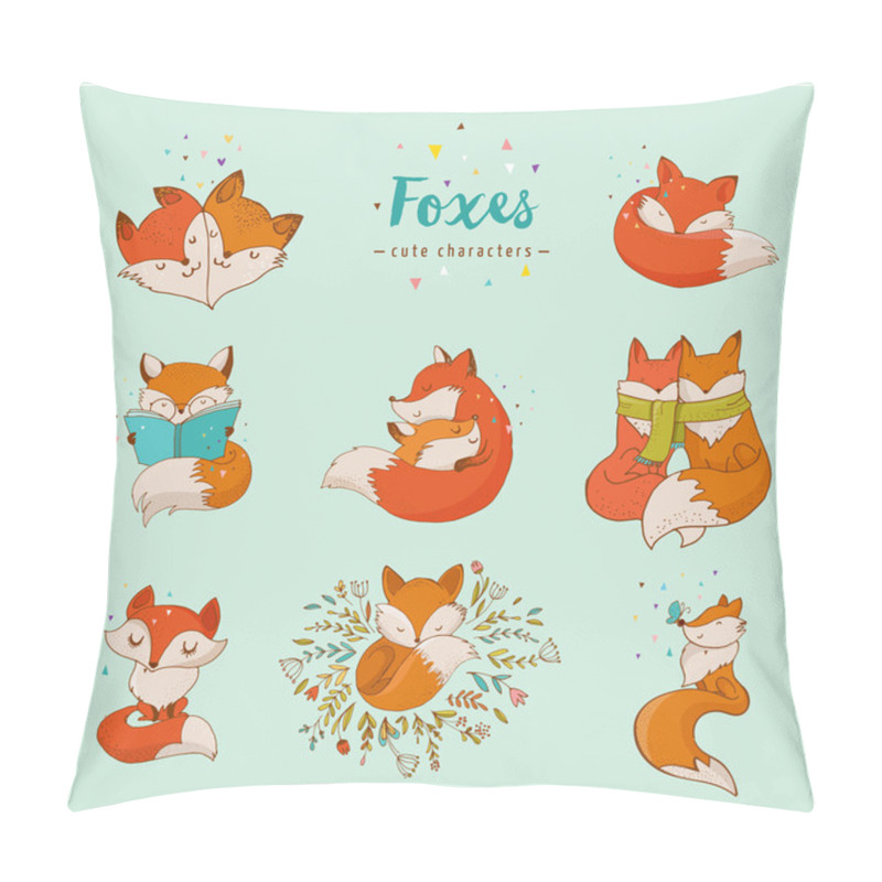 Personality  Fox Characters, Cute, Lovely Illustrations Pillow Covers