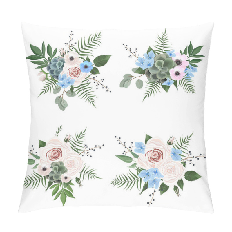 Personality  Vector Designer Elements Set Collection Of Green Eucalyptus, Art Foliage Natural Leaves Herbs In Watercolor Style. Pillow Covers