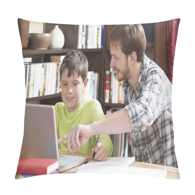 Personality  Boy Studying With Home Tutor Pillow Covers