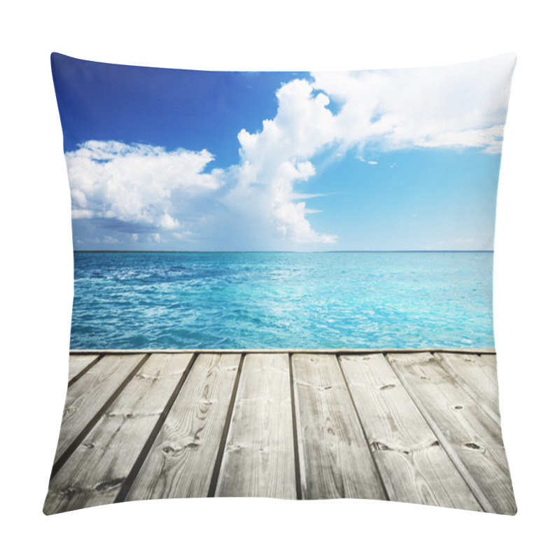 Personality  Caribbean Sea And Wooden Platform Pillow Covers