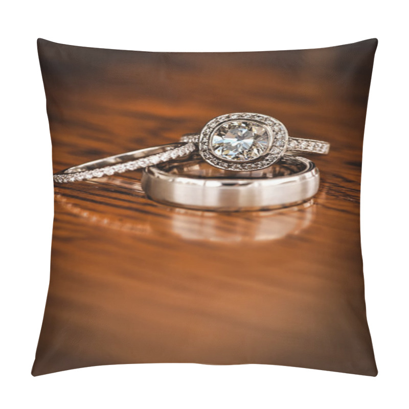 Personality  Bride And Groom Diamond Wedding Rings Pillow Covers