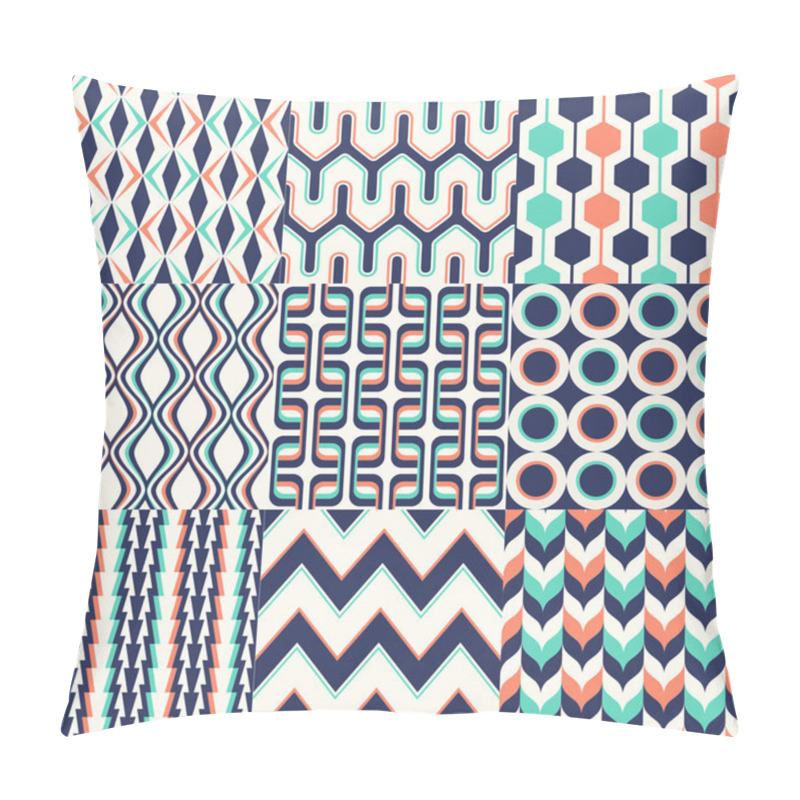 Personality  Set Of Seamless Retro Geometric Pattern Pillow Covers