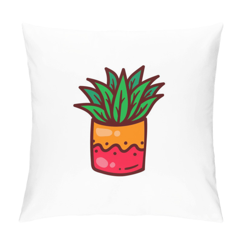 Personality  House Plant Flower Pot Vector Icon Illustration Pillow Covers