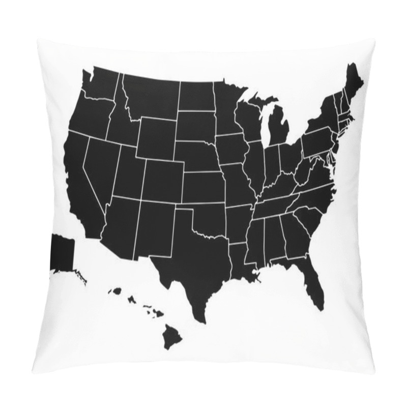 Personality  Map Of United States Of America With States Separated Pillow Covers