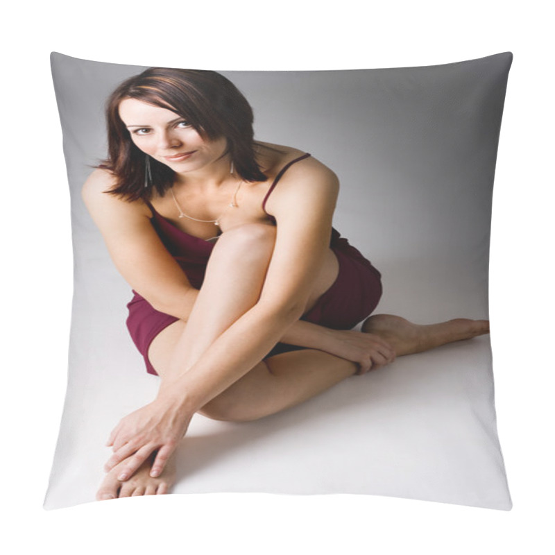 Personality  Young Girl Gracefully Sitting On The Floor Pillow Covers